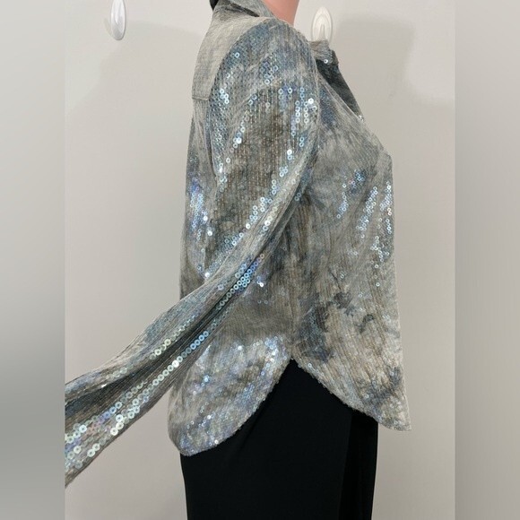 NWT Anthropologie Pilcro Sequin Embellished Tie Dye Button Down Shirt Blouse XS - Picture 10 of 16